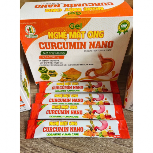 GEL NGHỆ MẬT ONG CURCUMIN NANO GIÚP BẢO VỆ NIÊM MẠC DẠ DÀY. HỘP 20 GÓI