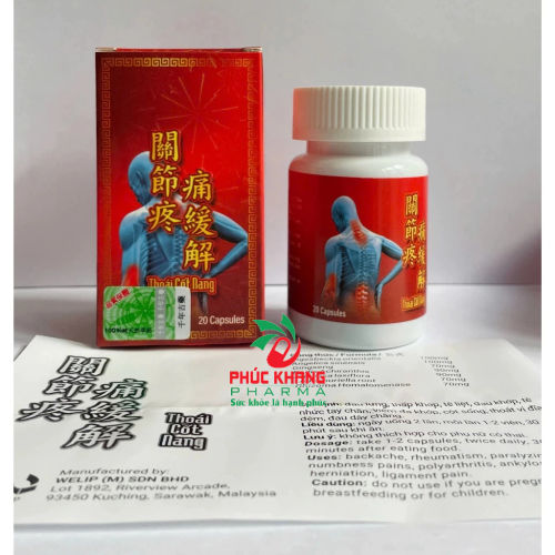 VIÊN UỐNG XƯƠNG KHỚP THOÁI CỐT NANG CHAI CAO. GIÚP GIẢM GAI CỘT SỐNG, GOUT, THOÁI HÓA KHỚP,...LỌ 20 VIÊN. HÀNG CHÍNH HÃNG LOẠI 1