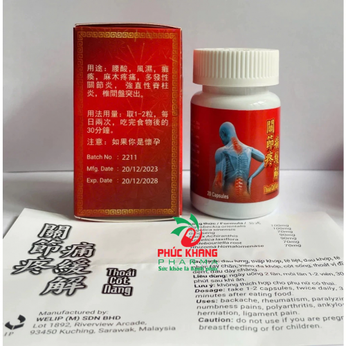 VIÊN UỐNG XƯƠNG KHỚP THOÁI CỐT NANG CHAI CAO. GIÚP GIẢM GAI CỘT SỐNG, GOUT, THOÁI HÓA KHỚP,...LỌ 20 VIÊN. HÀNG CHÍNH HÃNG LOẠI 1