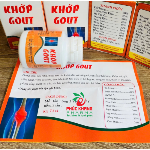 CHUẨN LOẠI 1. KHỚP GOUT ĐẠI AN, LỌ 40 VIÊN, HỘP BÓNG CHIẾU GIẤY HDSD IN MÀU RÕ NÉT. GIÚP GIẢM ĐAU XƯƠNG KHỚP