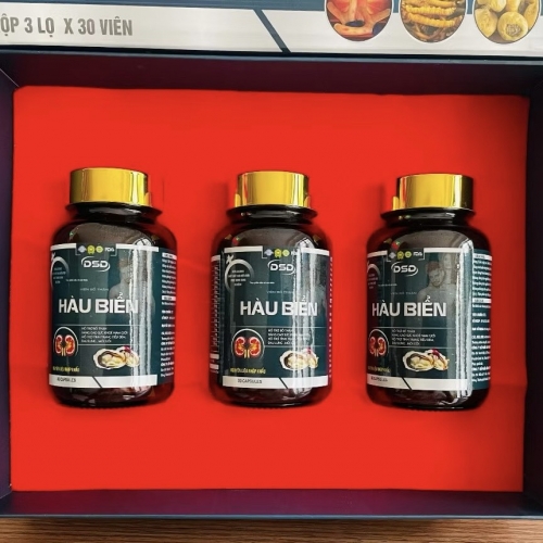 VIÊN UỐNG BỔ THẬN HÀU BIỂN, HỘP GỖ 3 LỌ X 30 VIÊN. GIÚP GIẢM TIỂU ĐÊM NHIỀU, ĐAU LƯNG, MỆT MỎI, TĂNG CƯỜNG SINH LÝ NAM,...