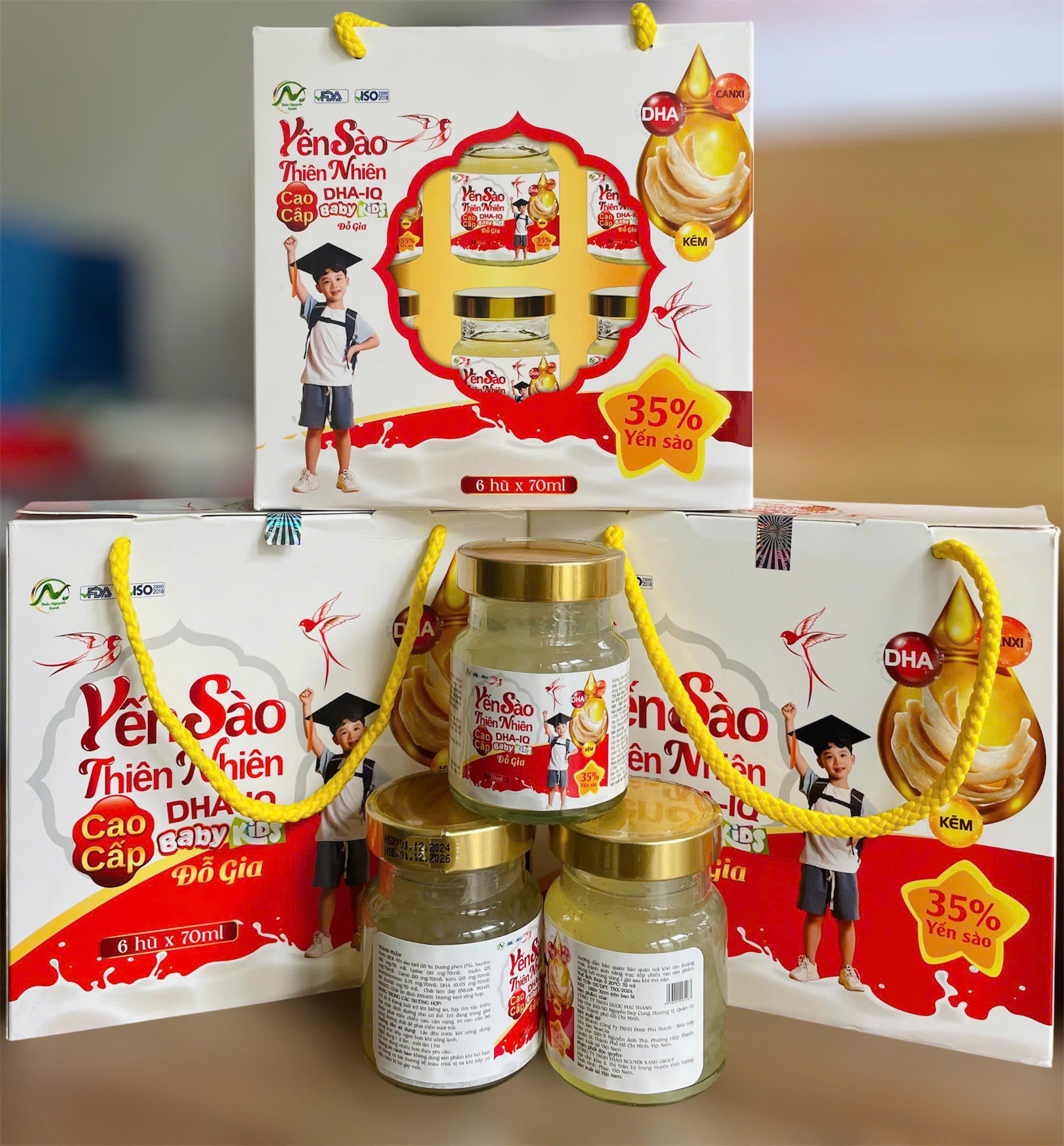 YẾN SÀO THIÊN NHIÊN DHA-IQ BABYKIDS ĐỖ GIA CAO CẤP 35% YẾN SÀO. LỐC 6 LỌ x 70ML.. GIÚP BÉ TĂNG CÂN, PHÁT TRIỂN CHIỀU CAO, TĂNG CƯỜNG TRÍ NÃO,...
