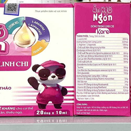 SIRO ĂN NGỦ NGON ĐÔNG TRÙNG LINH CHI KORE, HỘP 20 ỐNG. GIÚP TĂNG CƯỜNG SỨC ĐỀ KHÁNG, GIẢM TÌNH TRẠNG MỆT MỎI, KÉM ĂN, NGỦ NGON