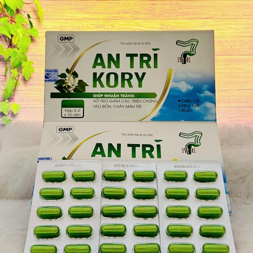 VIÊN UỐNG AN TRĨ KORY, HỘP 30 VIÊN. GIÚP GIẢM TÁO BÓN, CHẢY MÁU TRĨ,...