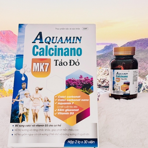 VIÊN UỐNG BỔ SUNG XƯƠNG VÀ RĂNG CHẮC KHOẺ  AQUAMIN CALCINANO MK7 TÁO ĐỎ