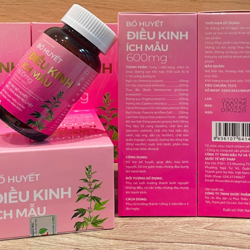 VIÊN UỐNG BỔ HUYẾT ĐIỀU KINH ÍCH MẪU 600mg. GIÚP GIẢM ĐAU BỤNG KHI HÀNG KINH, ĐIỀU HÒA KINH NGUYỆT,...