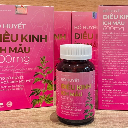 VIÊN UỐNG BỔ HUYẾT ĐIỀU KINH ÍCH MẪU 600mg. GIÚP GIẢM ĐAU BỤNG KHI HÀNG KINH, ĐIỀU HÒA KINH NGUYỆT,...