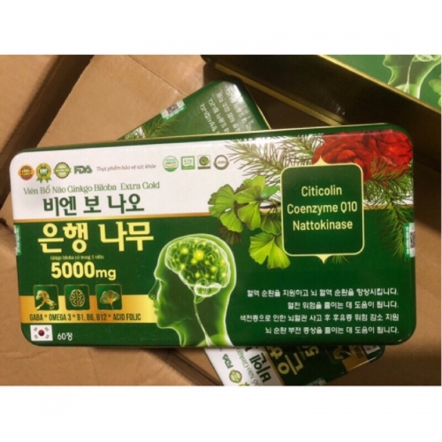 VIÊN UỐNG BỔ NÃO GINKGO BILOBA EXTRA GOLD,  HỘP THIẾC 60 VIÊN. GIÚP GIẢM DI CHỨNG DO TAI BIẾN MẠCH MÁU NÃO,...