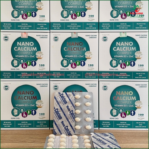 NANO CALCIUM COMPLEX BỔ SUNG CANXI, VITAMIN D3, MAGIE, KẼM - HỖ TRỢ PHÁT TRIỂN XƯƠNG RĂNG, CHỐNG LOÃNG XƯƠNG - HỘP 100 VIÊN