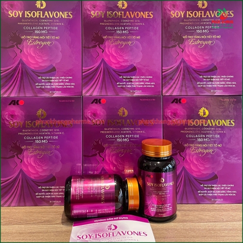 VIÊN UỐNG NỘI TIẾT TỐ SOY ISOFLAVONES AKO...BỔ SUNG NỘI TIẾT TỐ NỮ, HỖ TRỢ KHẢ NĂNG SINH LÝ NỮ, CẢI THIỆN TRIỆU CHỨNG TIỀN MÃN KINH, GIÚP DA  HẾT SẠM SÁM, TÀN NHANG