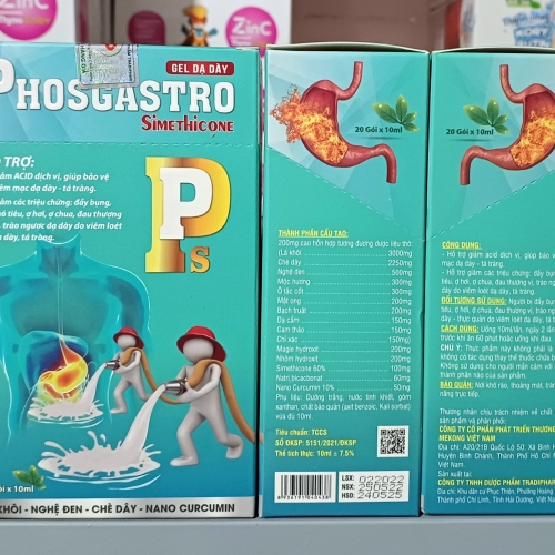 GEL DẠ DÀY PHOSGASTRO SIMETHICONE. HỘP 20 GÓI. GIÚP BẢO VỆ NIÊM MẠC DẠ DÀY, TÁ TÀNG, TRÀO NGƯỢC DẠ DÀY, VIÊM LOÁT DẠ DÀY