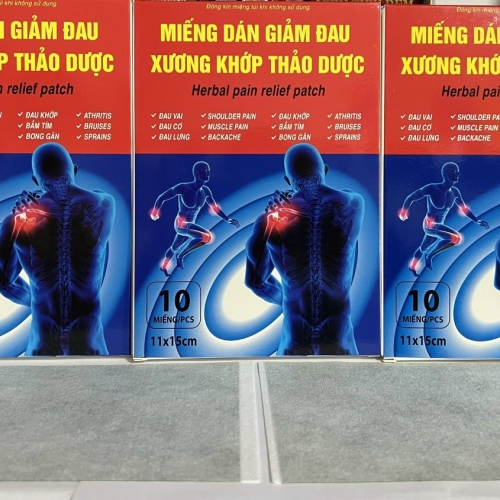 MIẾNG DÁN XƯƠNG KHỚP GIẢM ĐAU THẢO DƯỢC, GIÚP GIẢM ĐAU NHỨC KHỚP, BẦM TÍM, BONG GÂN,....HỘP 10 MIẾNG