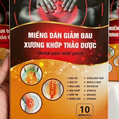 MIẾNG DÁN XƯƠNG KHỚP GIẢM ĐAU THẢO DƯỢC, GIÚP GIẢM ĐAU NHỨC KHỚP, BẦM TÍM, BONG GÂN,....HỘP 10 MIẾNG