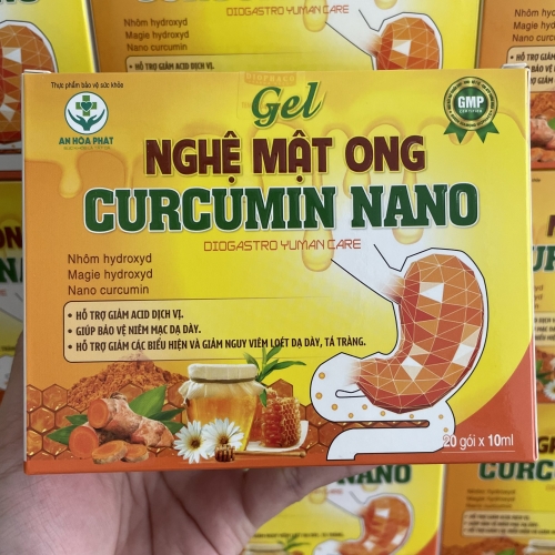 GEL NGHỆ MẬT ONG CURCUMIN NANO, HỘP 20 GÓI. GIÚP GIẢM VIÊM LOÉT DẠ DÀY