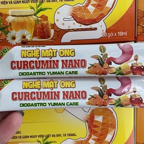 GEL NGHỆ MẬT ONG CURCUMIN NANO, HỘP 20 GÓI. GIÚP GIẢM VIÊM LOÉT DẠ DÀY