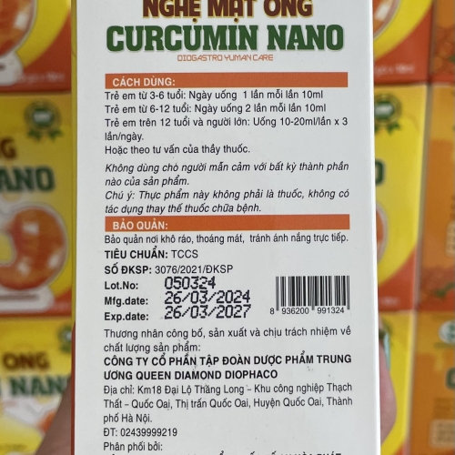 GEL NGHỆ MẬT ONG CURCUMIN NANO, HỘP 20 GÓI. GIÚP GIẢM VIÊM LOÉT DẠ DÀY