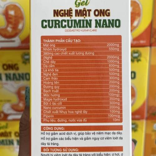 GEL NGHỆ MẬT ONG CURCUMIN NANO, HỘP 20 GÓI. GIÚP GIẢM VIÊM LOÉT DẠ DÀY