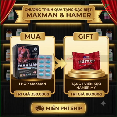 MAXMAN VI TABLETS - VIÊN TĂNG CƯỜNG SINH LỰC NAM GIỚI, HỖ TRỢ CẢI THIỆN CHỨC NĂNG SINH LÝ, TĂNG KÍCH THƯỚC - HỘP 10 VIÊN. HÀNG CHÍNH HÃNG LOẠI 1