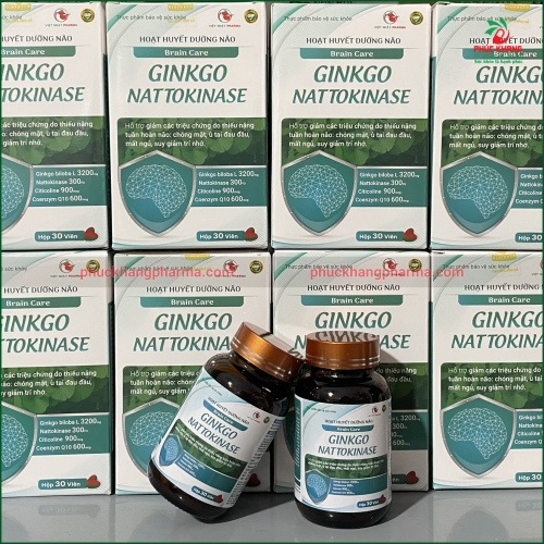 VIÊN GINKGO NATTOKINASE - HỖ TRỢ TĂNG TUẦN HOÀN MÁU NÃO, GIẢM CÁC TRIỆU CHỨNG DO THIẾU NĂNG TUẦN HOÀN NÃO - HỘP 30 VIÊN