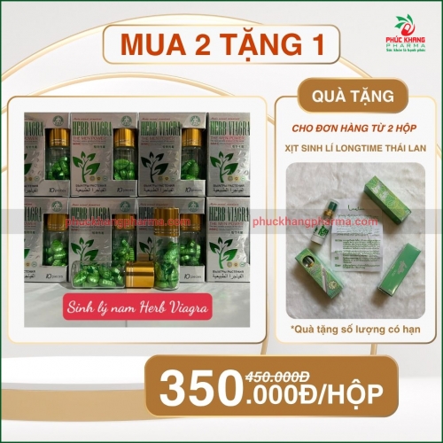 VIÊN UỐNG HERB VIAGRA HỖ TRỢ TĂNG CƯỜNG SINH LÝ NAM GIỚI, KÍCH THÍCH HAM MUỐN – HỘP 10 VIÊN. HÀNG CHÍNH HÃNG LOẠI 1