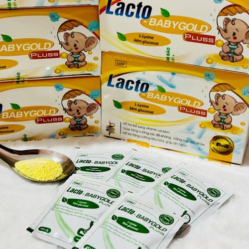 MEN GÓI LACTO BABYGOLD PLUSS VOI CAM. HỘP 30 GÓI. GIÚP BỔ SUNG VITEMIN VÀ KẼM, TĂNG CƯỜNG HỆ TIÊU HÓA,...