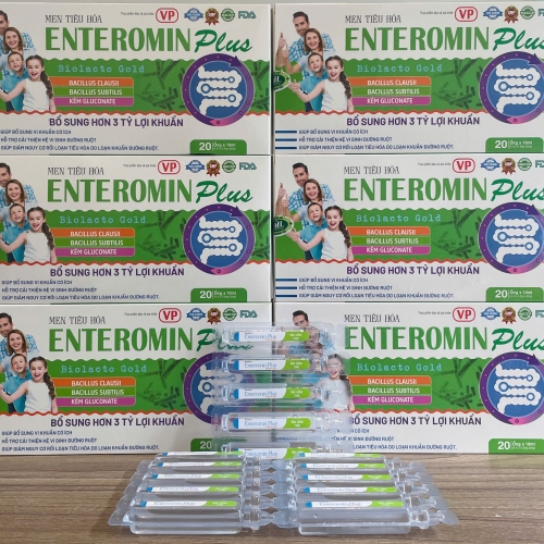 MEN TIÊU HÓA ENTEROMIN PLUS BIOLACTO GOLD, HỘP 20 ỐNG. BỔ SUNG HƠN 3 TỶ LỢI KHUẨN. GIÚP CẢI THIỆN HỆ VI SỊNH ĐƯỜNG RUỘT