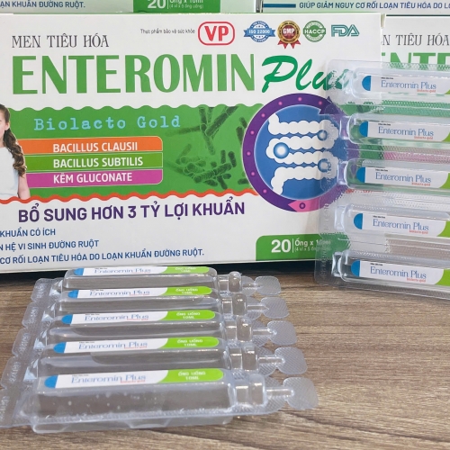 MEN TIÊU HÓA ENTEROMIN PLUS BIOLACTO GOLD, HỘP 20 ỐNG. BỔ SUNG HƠN 3 TỶ LỢI KHUẨN. GIÚP CẢI THIỆN HỆ VI SỊNH ĐƯỜNG RUỘT
