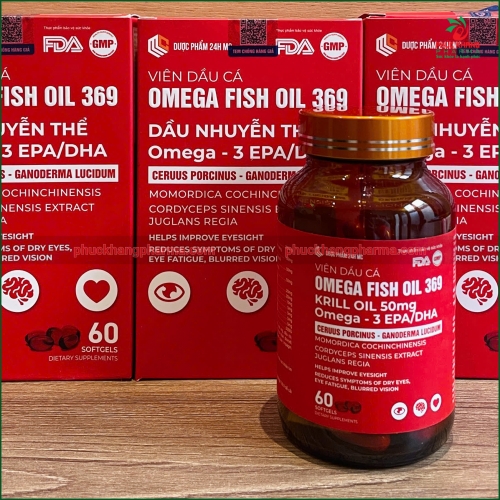 VIÊN DẦU CÁ OMEGA FISH OIL 369 - DẦU NHUYỄN THỂ OMEGA 3-6-9 EPA/DHA - HỖ TRỢ SÁNG MẮT, TỐT CHO TIM MẠCH, BỔ NÃO - HỘP 60 VIÊN