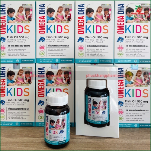 OMEGA DHA KIDS - VIÊN BỔ SUNG DHA, EPA VÀ VITAMIN CHO TRẺ, HỖ TRỢ PHÁT TRIỂN NÃO BỘ, SÁNG MÁT, TĂNG CƯỜNG TRÍ NHỚ - LỌ 60 VIÊN