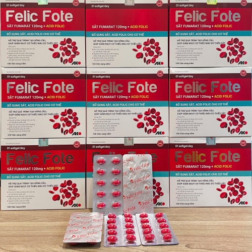 VIÊN SẮT FELIC FOTE HỘP 100v. GIÚP GIẢM TÌNH TRẠNG THIẾU MÁU DO THIẾU SẮT,...