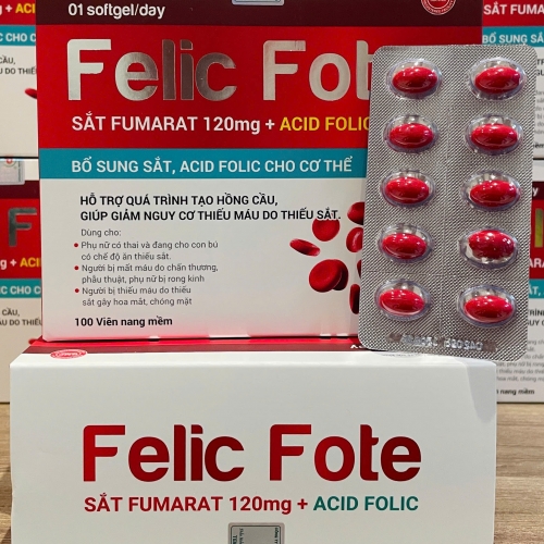 VIÊN SẮT FELIC FOTE HỘP 100v. GIÚP GIẢM TÌNH TRẠNG THIẾU MÁU DO THIẾU SẮT,...