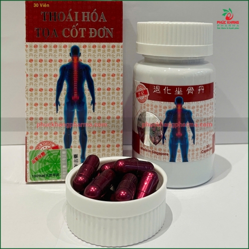 VIÊN THOÁI HÓA TỌA CỐT ĐƠN - HỖ TRỢ ĐIỀU TRỊ ĐAU NHỨC XƯƠNG KHỚP, THOÁI HÓA CỘT SỐNG, ĐAU THẦN KINH TỌA, VIÊM KHỚP. LỌ 100 VIÊN. HÀNG CHÍNH HÃNG LOẠI 1