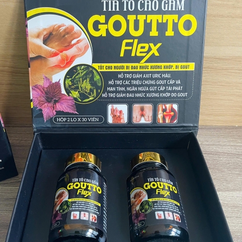 VIÊN UỐNG TÍA TÔ CAO GẮM GOUTTO FLEX, HỘP GỖ 2 LỌ. GIÚP GIẢM ĐAU NHỨC XƯƠNG KHỚP, GOUT,...