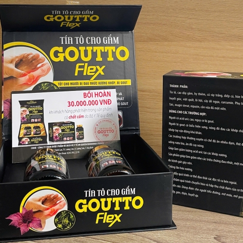 VIÊN UỐNG TÍA TÔ CAO GẮM GOUTTO FLEX, HỘP GỖ 2 LỌ. GIÚP GIẢM ĐAU NHỨC XƯƠNG KHỚP, GOUT,...