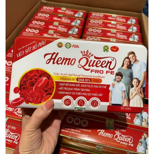 VIÊN UỐNG BỔ MÁU HEMO QUEEN, HỘP THIẾC 60 VIÊN. GIÚP  GIẢM TÌNH TRẠNG THIẾU MÁU DO THIẾU SẮT,..