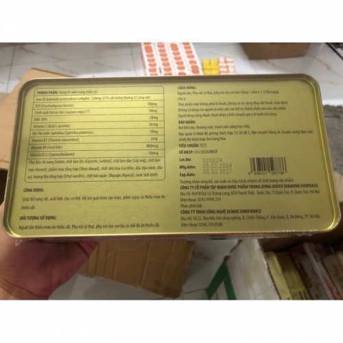 VIÊN UỐNG BỔ MÁU HEMO QUEEN, HỘP THIẾC 60 VIÊN. GIÚP  GIẢM TÌNH TRẠNG THIẾU MÁU DO THIẾU SẮT,..