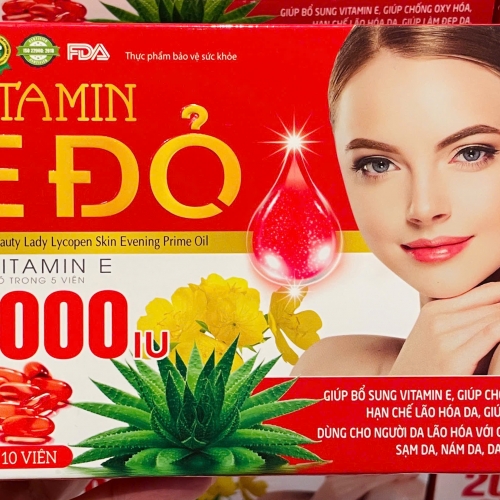 VIÊN UỐNG ĐẸP DA VITAMIN E ĐỎ 2000IU. GIÚP GIẢM LÃO HÓA DA, SẠM DA, NÁM DA,....HỘP 30 Viên