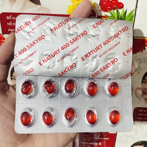VIÊN UỐNG ĐẸP DA VITAMIN E NATURY 400 SAKYRO, HỘP 100 VIÊN. GIÚP GIẢM KHÔ, SẠM, NÁM DA, CHÓNG LÃO HÓA, CẤP ẨM CHO DA,...