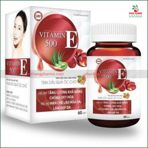 VIÊN UỐNG ĐẸP DA VITAMIN E 500 GIÚP HẠN CHẾ LÃO HÓA DA, SẠM DA, KHÔ DA, GIẢM TÌNH TRẠNG BỐC HỎA, CẢI THIỆN RỐI LOẠN NỘI TIẾT TỐ THỜI KÌ TIỀN MÃN KINH, MÃN KINH...HÀNG CHÍNH HÃNG