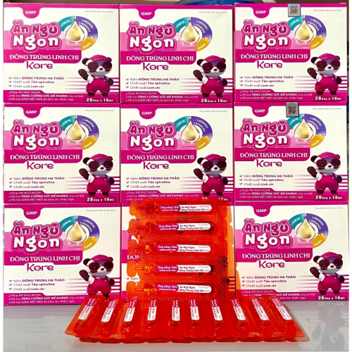 SIRO ĂN NGỦ NGON ĐÔNG TRÙNG LINH CHI KORE, HỘP 20 ỐNG. GIÚP TĂNG CƯỜNG SỨC ĐỀ KHÁNG, GIẢM TÌNH TRẠNG MỆT MỎI, KÉM ĂN, NGỦ NGON