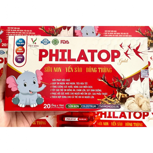SIRO ỐNG PHILATOP SỮA NON YẾN SÀO ĐÔNG TRÙNG GOLD, HỘP 20 ỐNG. GIÚP NÂNG CAO SỨC ĐỀ KHÁNG, ĂN NGON, TIÊU HÓA KHỎE