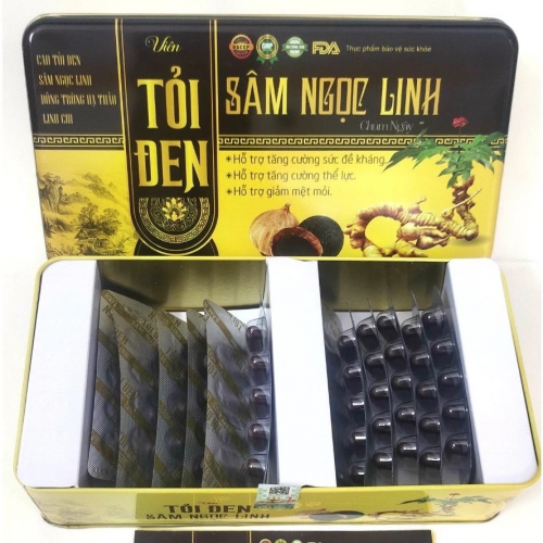 VIÊN UỐNG TỎI ĐEN SÂM NGỌC LINH,  HỘP THIẾC 60 VIÊN. HỖ TRỢ GIẢM MỠ MÁU, TIM MẠCH, GIÚP ĂN NGỦ NGON,..