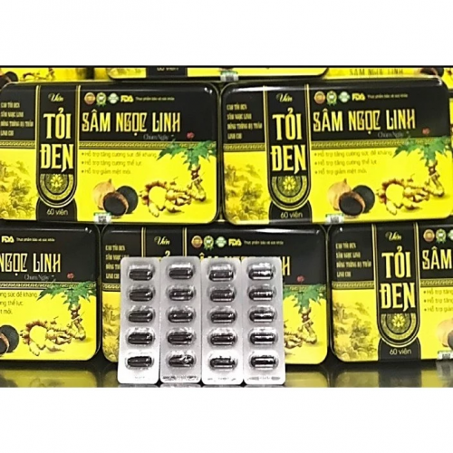 VIÊN UỐNG TỎI ĐEN SÂM NGỌC LINH,  HỘP THIẾC 60 VIÊN. HỖ TRỢ GIẢM MỠ MÁU, TIM MẠCH, GIÚP ĂN NGỦ NGON,..