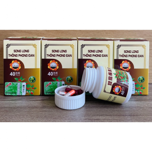 CHUẨN LOẠI 1. SONG LONG THỐNG PHONG ĐAN, LỌ 40 VIÊN, TEM XANH. GIÚP GIẢM ĐAU XƯƠNG KHỚP