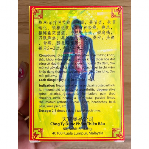 VIÊN XƯƠNG KHỚP THOÁI HÓA THIÊN MA ĐƠN. GIÚP GIẢM ĐAU THẦN KINH TỌA, ĐAU CỘT SỐNG, THOÁI HÓA KHỚP, ĐAU MỎI VAI GÁY,...HỘP 30 VIÊN. HÀNG CHÍNH HÃNG LOẠI 1