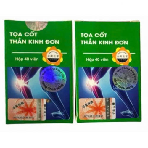 VIÊN XƯƠNG KHỚP TỌA CỐT THÀN KINH ĐƠN. HỖ TRỢ GIẢM GAI CỘT SỐNG, THẦN KINH TỌA, GOUT,... LỌ 40 VIÊN.. HÀNG CHÍNH HÃNG LOẠI 1