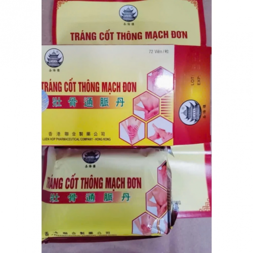 VIÊN XƯƠNG KHỚP TRÁNG CỐT THÔNG MẠCH ĐƠN HONGKONG. GIÚP GIẢM ĐAU THẦN KINH, PHONG THẤP VIÊM KHỚP, GÂN CỐT SUY YẾU,.. HỘP VĨ 72 VIÊN. HÀNG CHÍNH HÃNG LOẠI 1