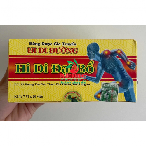 CHUẨN LOẠI 1. HI DI ĐẠI BỔ - HI DI ĐƯỜNG. HỘP VỈ 140 VIÊN. HỖ TRỢ GIẢM ĐAU NHỨC XƯỚNG KHỚP, THOÁI VỊ ĐĨA ĐỆM,..