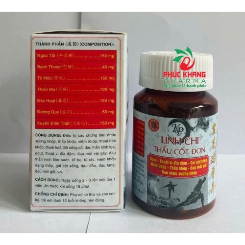 VIÊN UỐNG XƯƠNG KHỚP LINH CHI THÂU CỐT ĐƠN. GIÚP GIẢM TÊ BẠI TỨ CHI, VIÊM KHỚP, GAI CỘT SỐNG, ...LỌ 30 VIÊN. HÀNG CHÍNH HÃNG LOẠI 1, TẶNG CAO DÁN