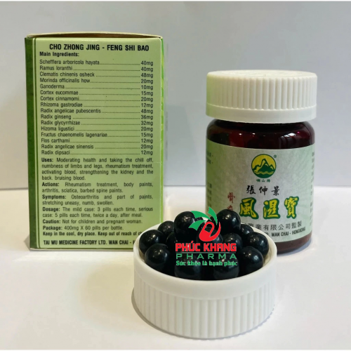 CHUẨN LOẠI 1. PHONG THẤP BẢO. FENG SHI BAO, TRƯƠNG TRỌNG CẢNH HONGKONG. LỌ 60 VIÊN. GÚP GIẢM ĐAU XƯƠNG KHỚP,